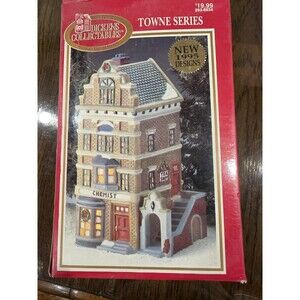 Dickens Collectables 1995 Towne Series Chemist & Tea Shope Hand Painted House